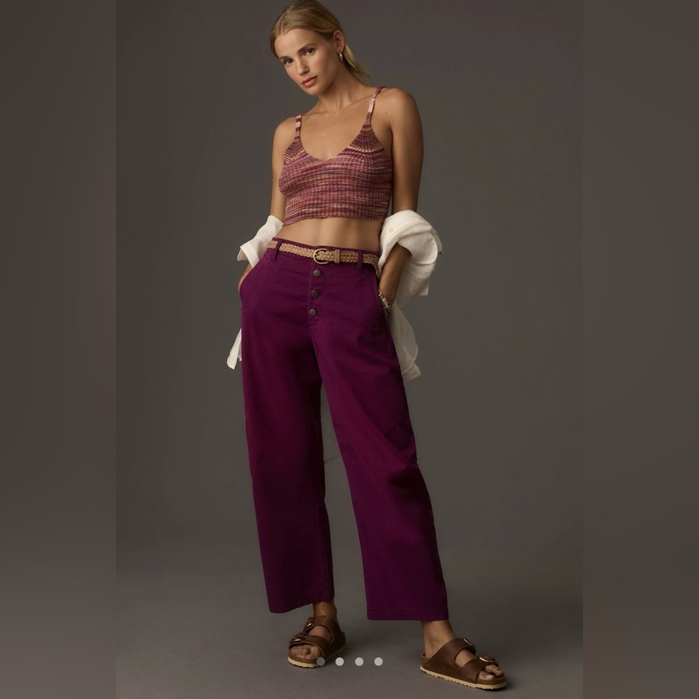 Anthropologie Pilcro Button Front Barrel Pants